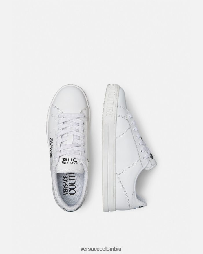 hombres tenis Court 88 con logo Versace blanco 2RP40F2469 zapato