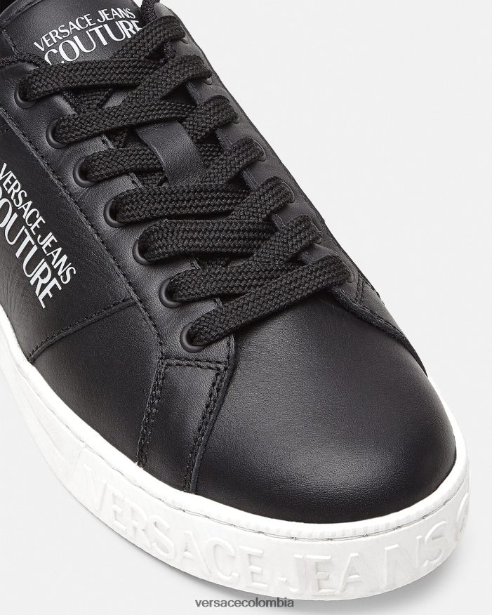 hombres tenis Court 88 con logo Versace negro 2RP40F2470 zapato
