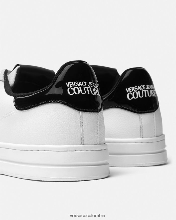 hombres tenis Court 88 con logo y emblema en V Versace blanco negro 2RP40F2444 zapato