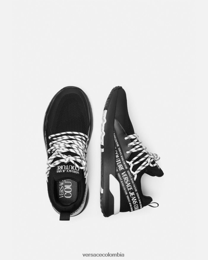 hombres tenis dinámicos con logo Versace negro 2RP40F2447 zapato
