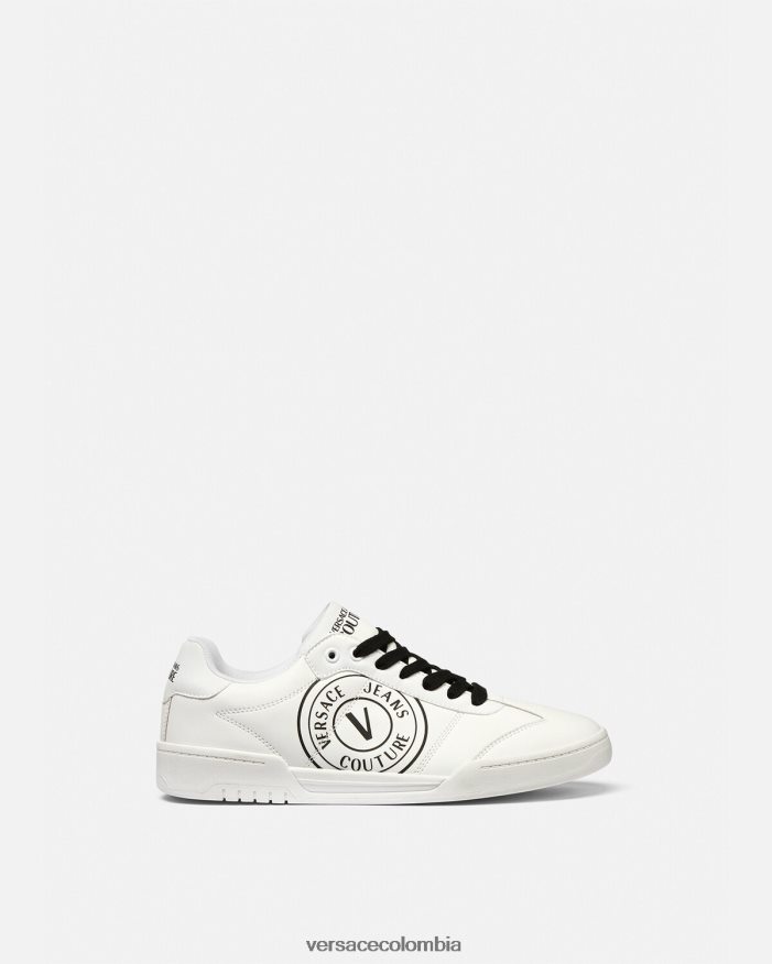 hombres zapatillas brooklyn con emblema en V Versace blanco negro 2RP40F2442 zapato
