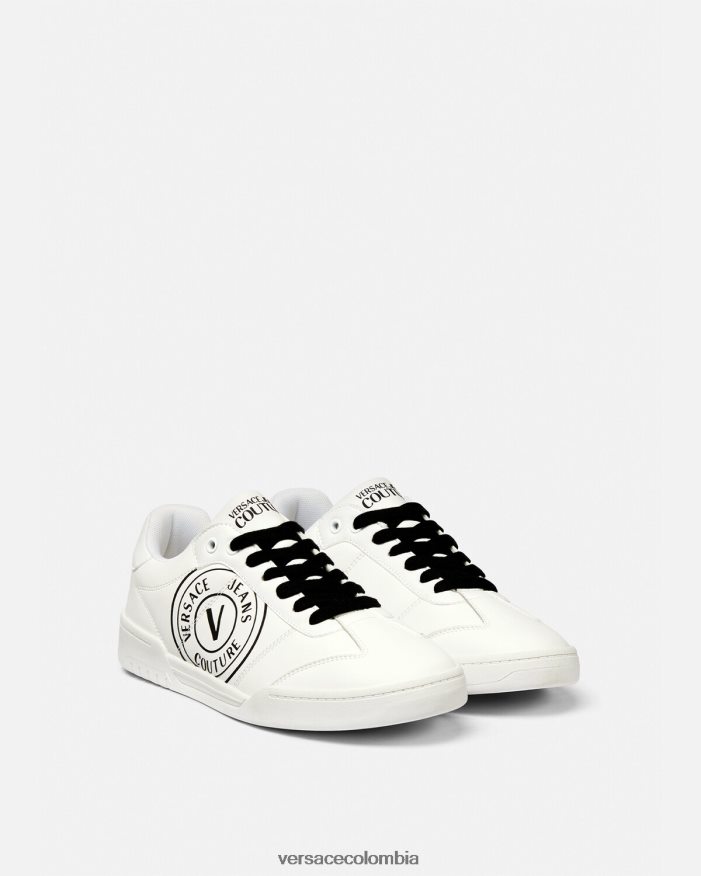 hombres zapatillas brooklyn con emblema en V Versace blanco negro 2RP40F2442 zapato