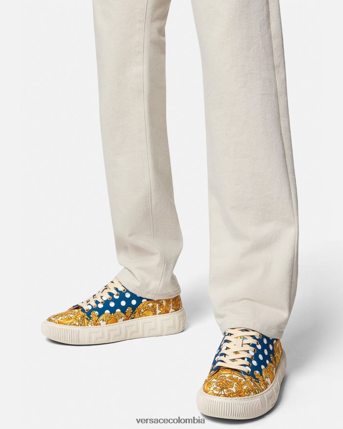 hombres zapatillas con greca barroca y concha Versace imprimir 2RP40F1516 zapato