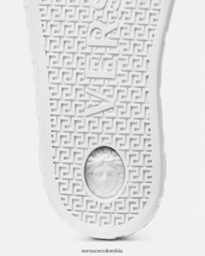 hombres zapatillas con grecas Versace azul blanco 2RP40F1558 zapato