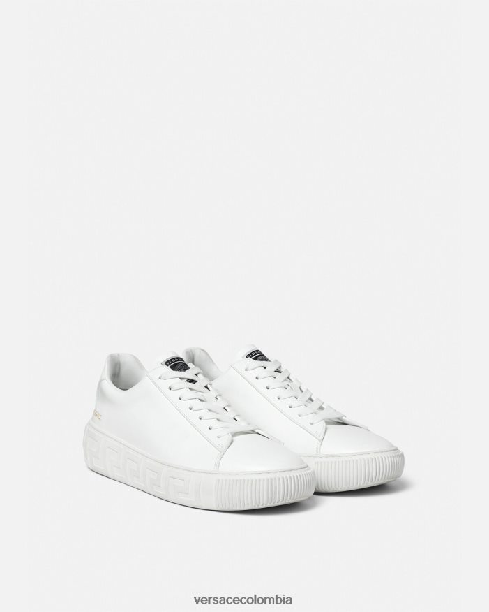 hombres zapatillas con grecas Versace blanco 2RP40F1533 zapato