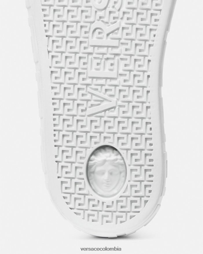 hombres zapatillas con logo Greca Versace Oro blanco 2RP40F1549 zapato