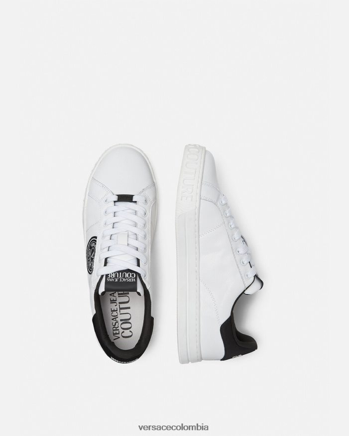 hombres zapatillas con logo y emblema en V Court 88 Versace blanco negro 2RP40F2452 zapato