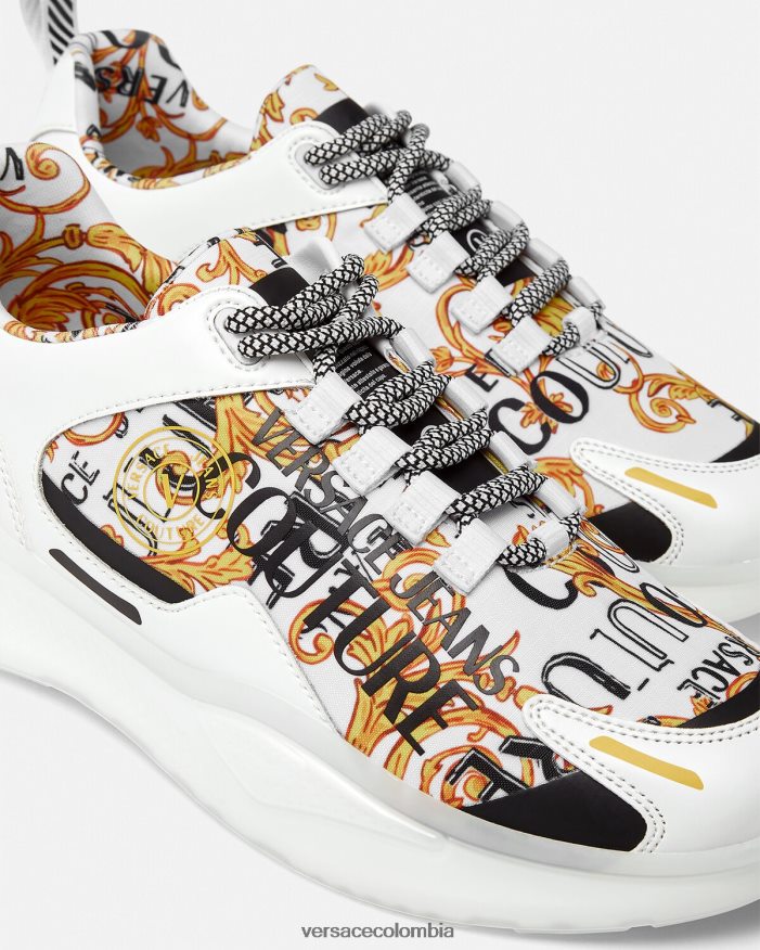 hombres zapatillas de alta costura con logo Levion Versace oro y blanco 2RP40F2456 zapato