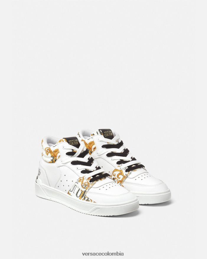 hombres zapatillas de alta costura con logo Starlight Versace oro y blanco 2RP40F2463 zapato