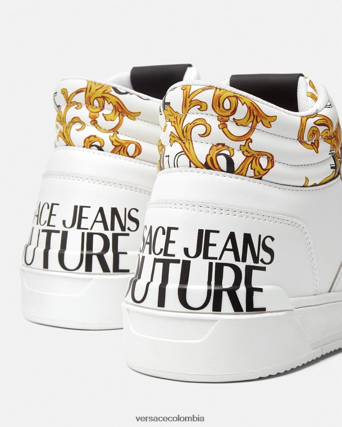 hombres zapatillas de alta costura con logo Starlight Versace oro y blanco 2RP40F2463 zapato
