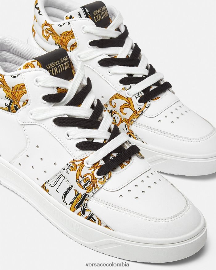 hombres zapatillas de alta costura con logo Starlight Versace oro y blanco 2RP40F2463 zapato