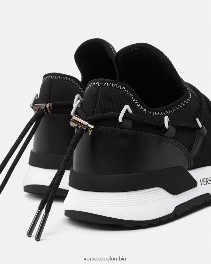 hombres zapatillas dinámicas Versace negro y estampado 2RP40F2445 zapato