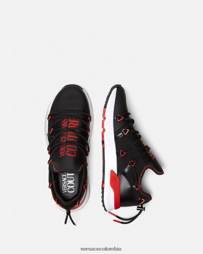 hombres zapatillas dinámicas Versace negro y rojo 2RP40F2454 zapato