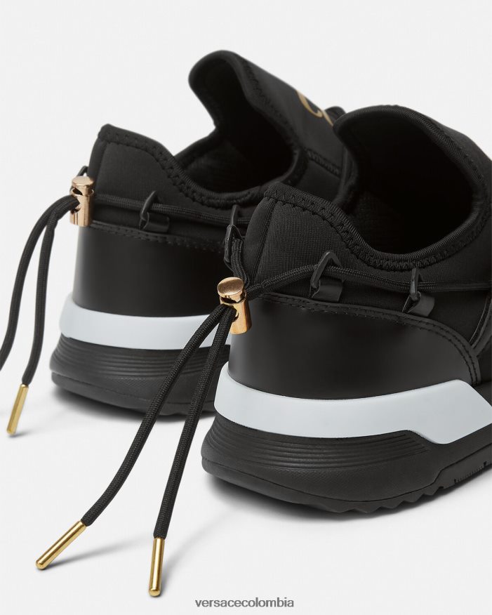 hombres zapatillas dinámicas Versace oro negro 2RP40F2446 zapato