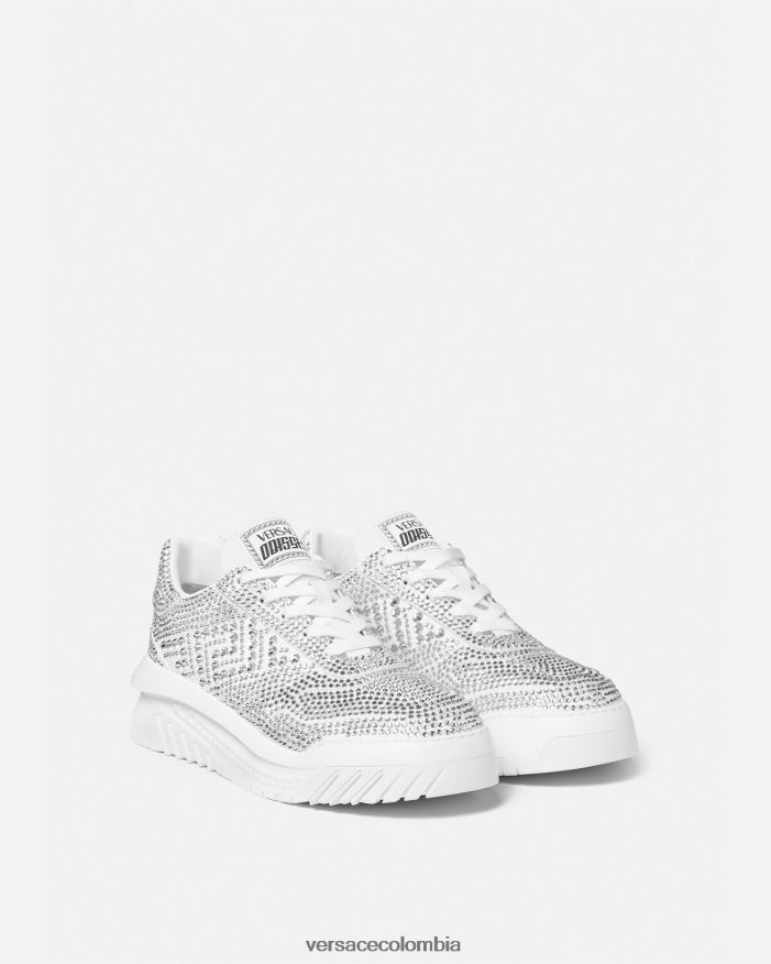 hombres zapatillas odissea con cristales Versace blanco 2RP40F1534 zapato
