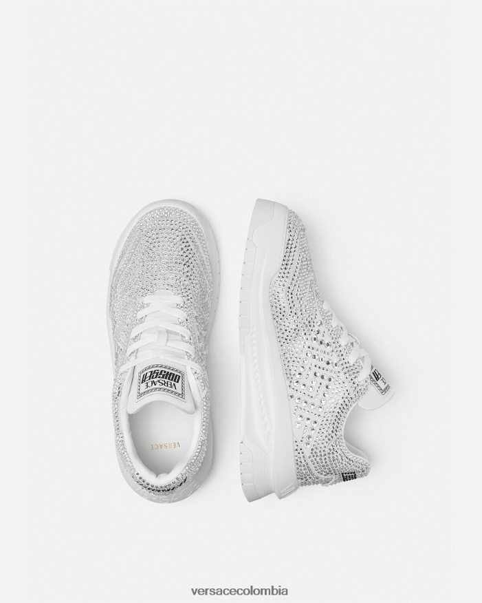 hombres zapatillas odissea con cristales Versace blanco 2RP40F1534 zapato