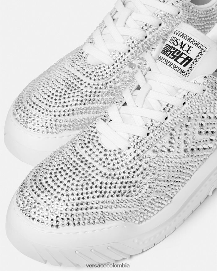 hombres zapatillas odissea con cristales Versace blanco 2RP40F1534 zapato