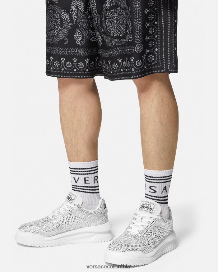 hombres zapatillas odissea con cristales Versace blanco 2RP40F1534 zapato