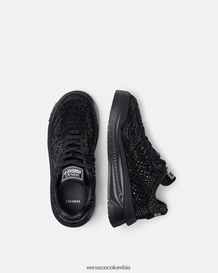 hombres zapatillas odissea con cristales Versace negro 2RP40F1535 zapato
