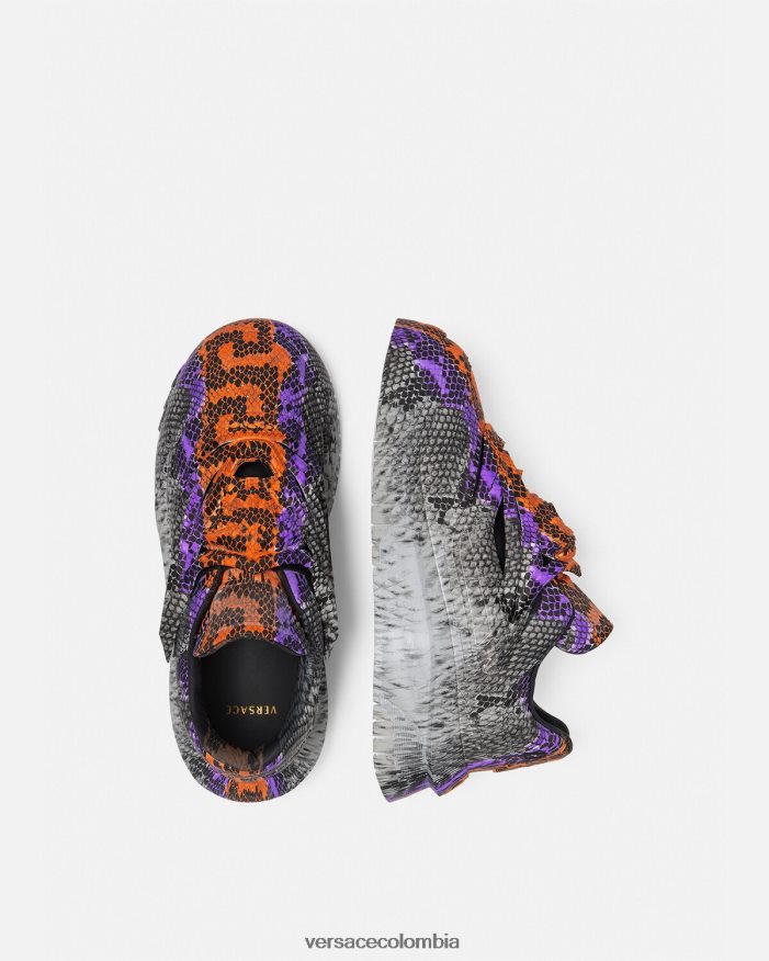 hombres zapatillas odissea de pitón con estampado Greca Versace imprimir 2RP40F1539 zapato