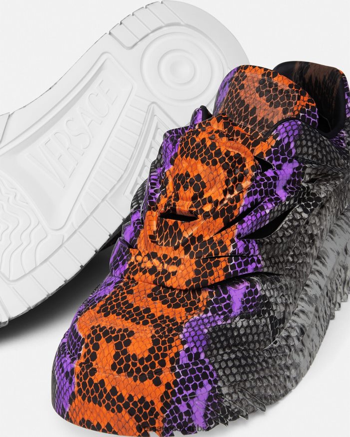 hombres zapatillas odissea de pitón con estampado Greca Versace imprimir 2RP40F1539 zapato