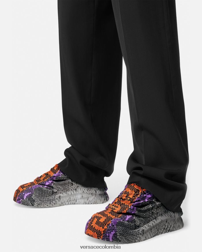 hombres zapatillas odissea de pitón con estampado Greca Versace imprimir 2RP40F1539 zapato