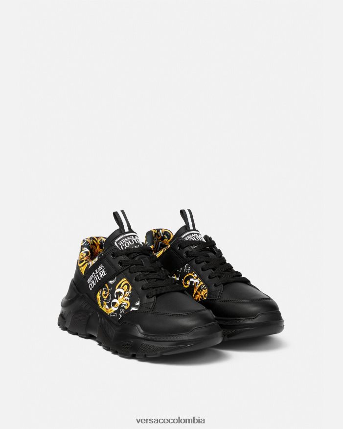 hombres zapatillas speedtrack de alta costura con logo Versace oro negro 2RP40F2460 zapato