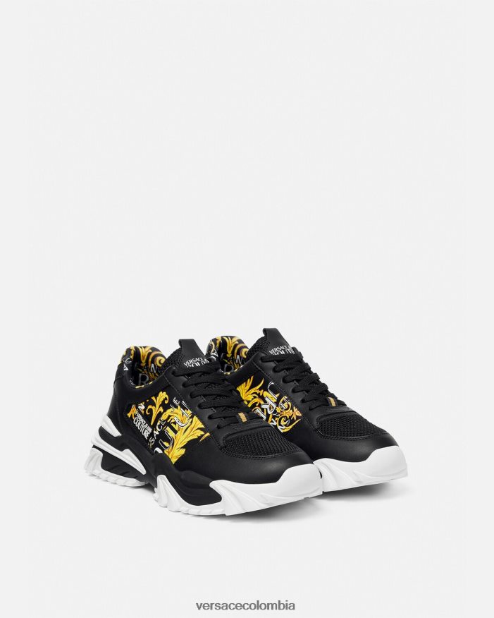 hombres zapatillas trail trek de alta costura con logo Versace oro negro 2RP40F2466 zapato
