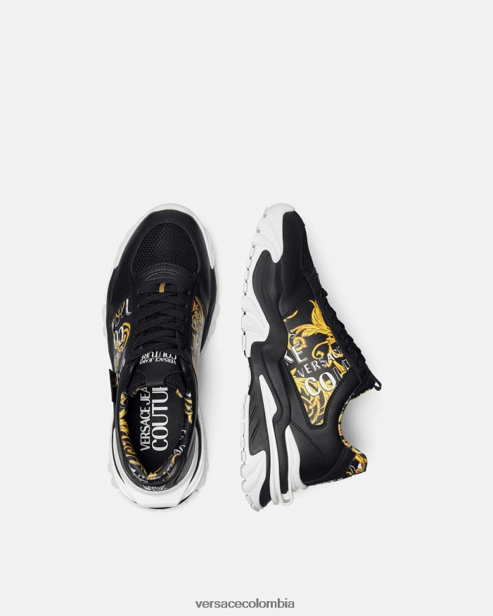 hombres zapatillas trail trek de alta costura con logo Versace oro negro 2RP40F2466 zapato