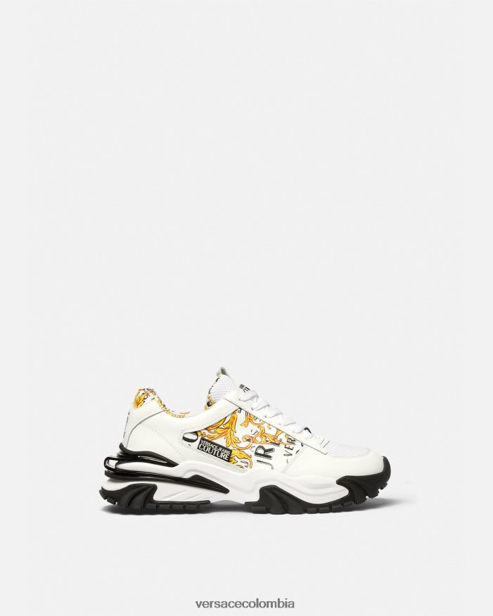 hombres zapatillas trail trek de alta costura con logo Versace oro y blanco 2RP40F2465 zapato