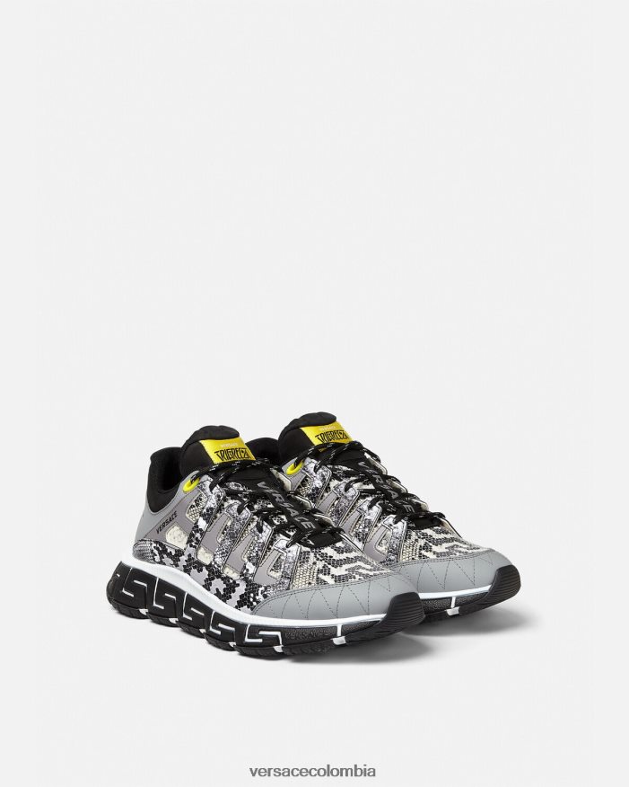 hombres zapatillas trigreca con estampado de pitón Versace negro y estampado 2RP40F1543 zapato