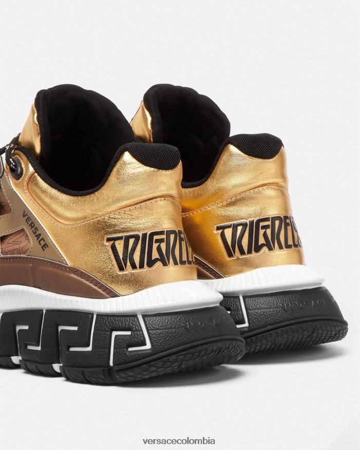 hombres zapatillas trigrecas Versace marrón y dorado 2RP40F1512 zapato