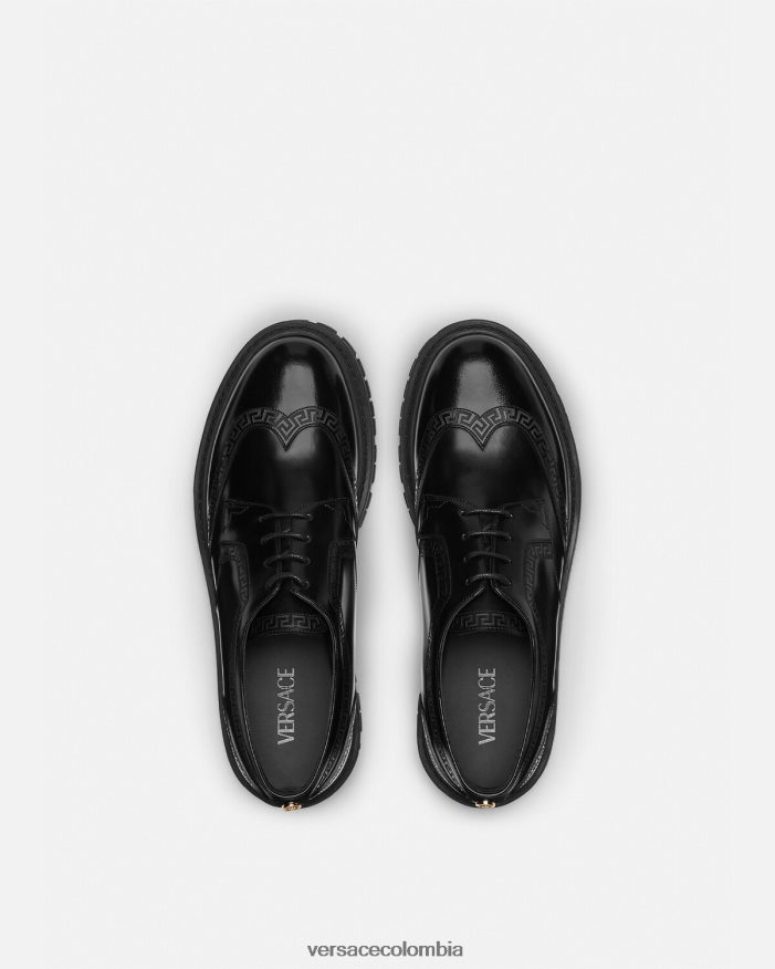 hombres zapatos derby con greca Versace negro 2RP40F1559 zapato