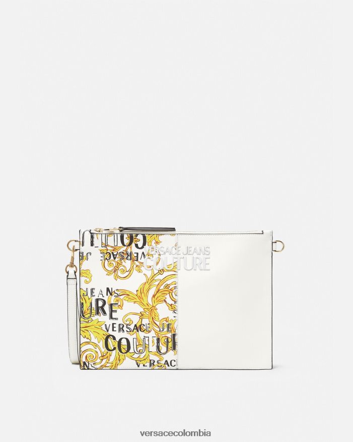 mujer bolsa de alta costura con logo Versace oro y blanco 2RP40F2348 accesorios