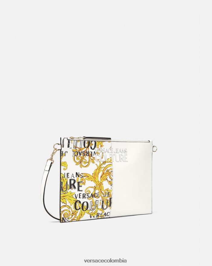 mujer bolsa de alta costura con logo Versace oro y blanco 2RP40F2348 accesorios