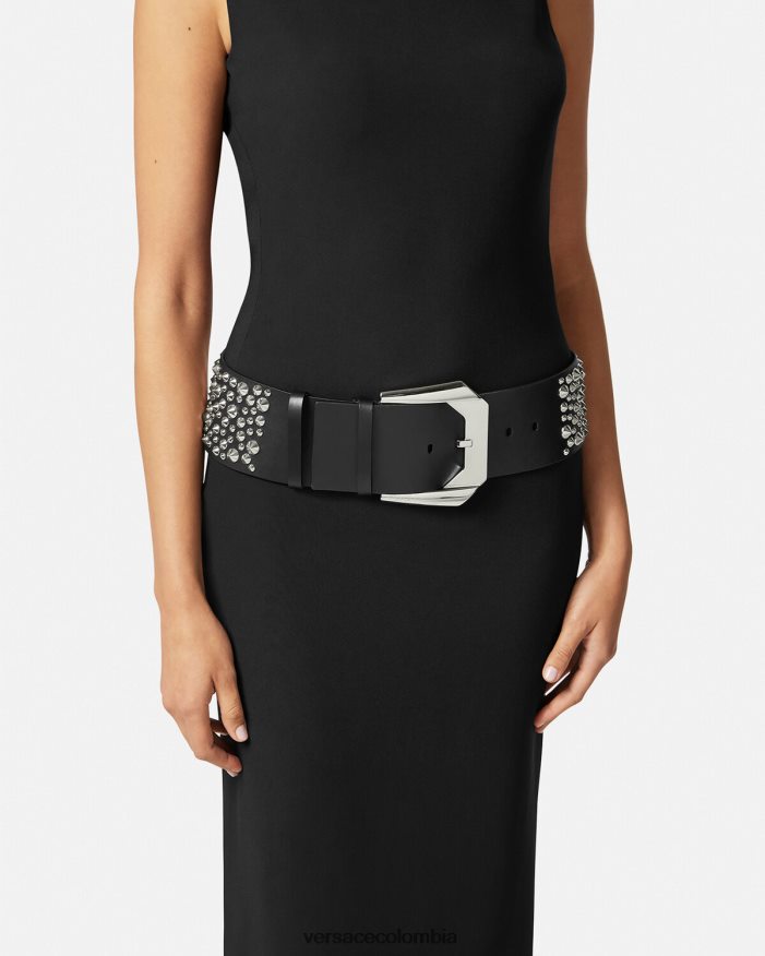 mujer cinturón ancho con diseño de medusa y detalle de pinchos Versace negro 2RP40F548 accesorios