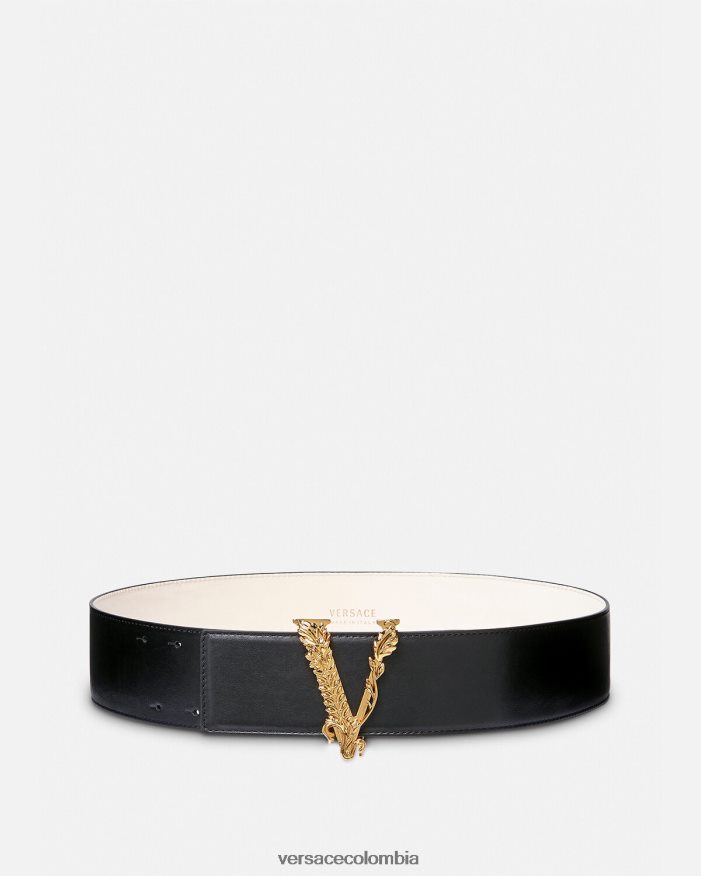 mujer cinturón ancho virtus de piel Versace negro 2RP40F541 accesorios