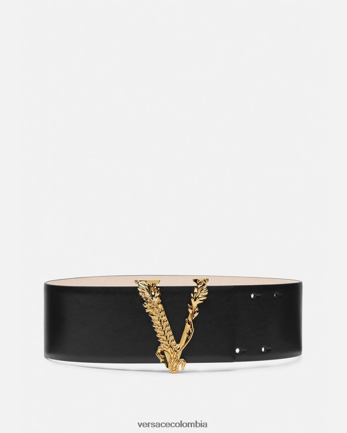 mujer cinturón ancho virtus de piel Versace negro 2RP40F542 accesorios