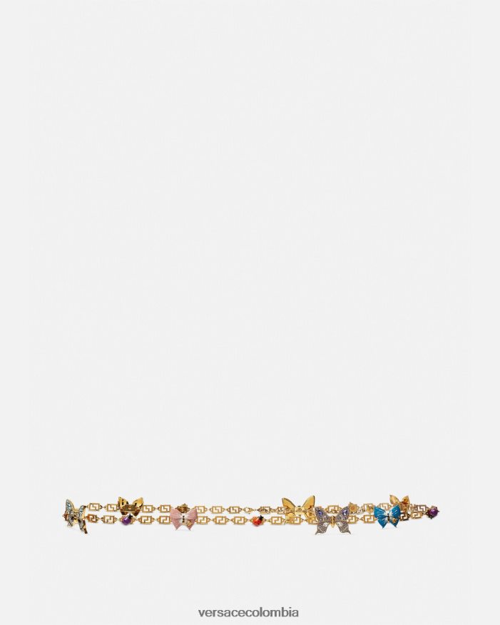 mujer cinturón con cadena Greca y mariposas de cristal Versace oro 2RP40F513 accesorios