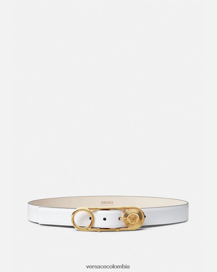 mujer cinturón de cuero con imperdible Versace blanco 2RP40F537 accesorios