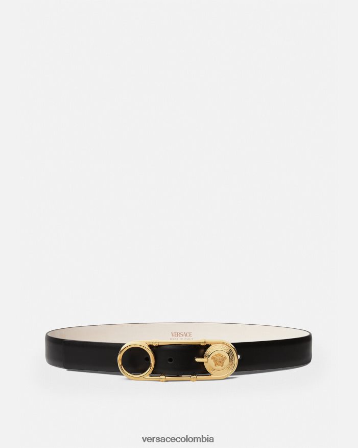 mujer cinturón de cuero con imperdible Versace negro 2RP40F536 accesorios