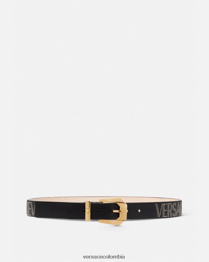 mujer cinturón de cuero con tachuelas Versace negro 2RP40F549 accesorios
