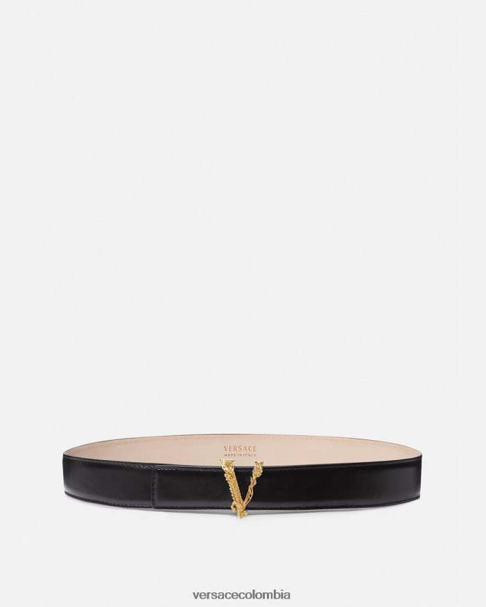 mujer cinturón de cuero virtus Versace negro 2RP40F539 accesorios