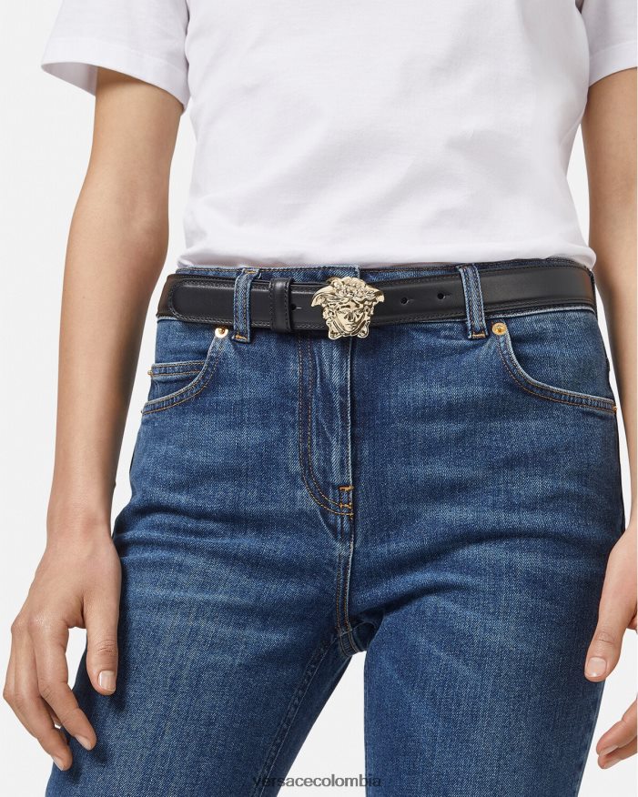 mujer cinturón de piel de medusa Versace negro 2RP40F525 accesorios