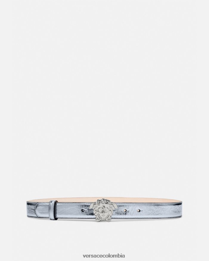 mujer cinturón de piel metalizado la medusa Versace azul claro 2RP40F521 accesorios
