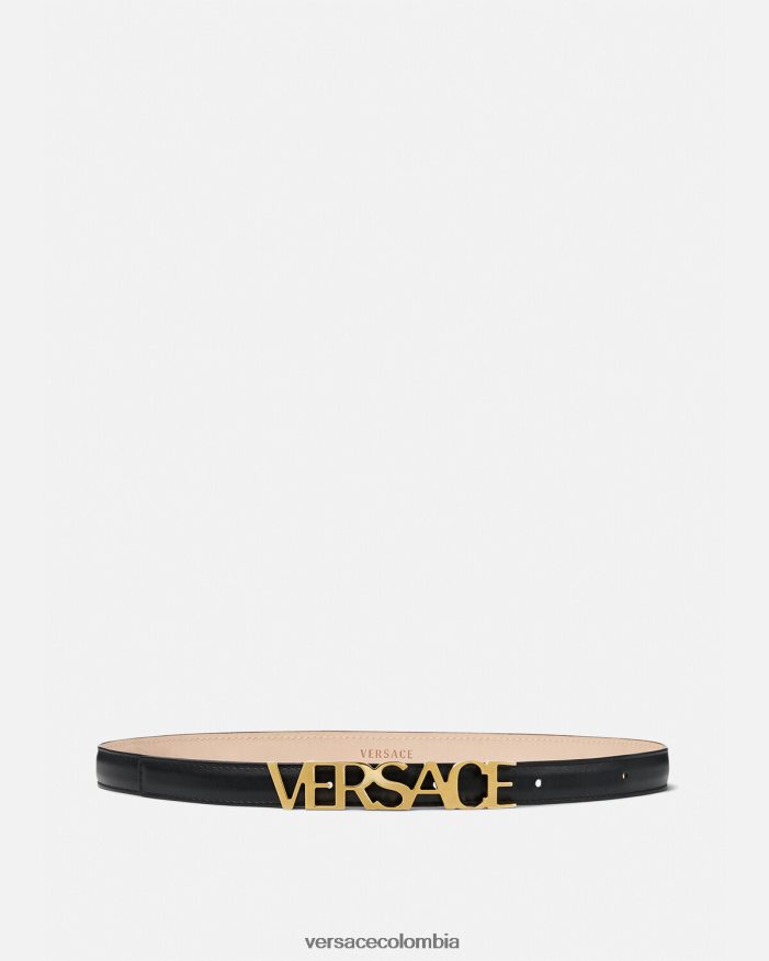 mujer cinturón fino de piel con logo Versace negro 2RP40F538 accesorios