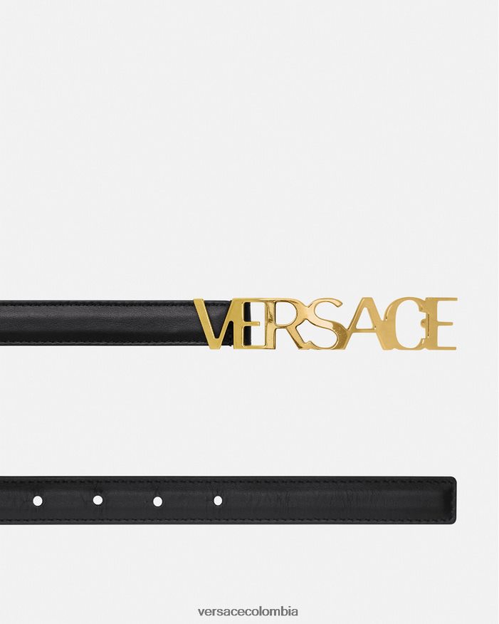 mujer cinturón fino de piel con logo Versace negro 2RP40F538 accesorios