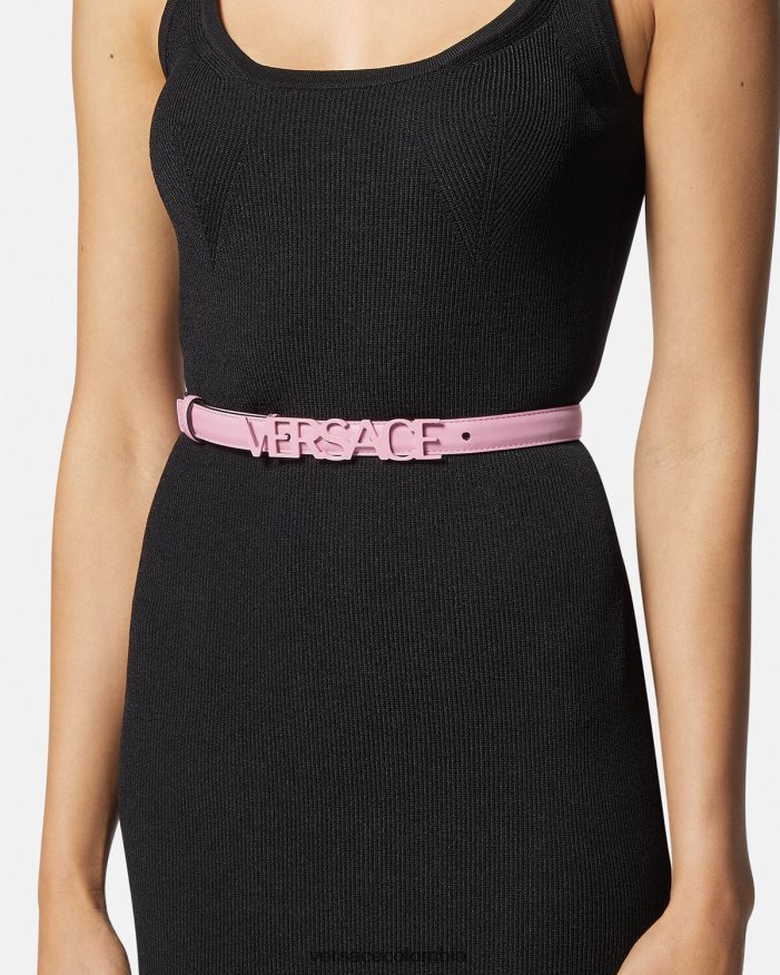 mujer cinturón fino de piel con logo Versace rosa 2RP40F550 accesorios