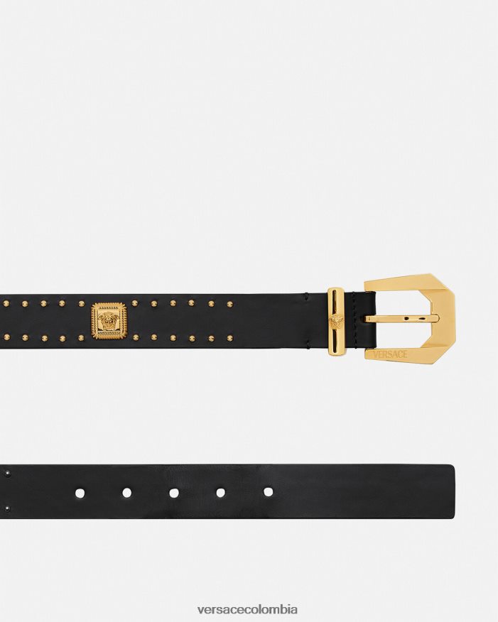 mujer cinturón tradicional de piel con tachuelas y Medusa Versace negro 2RP40F535 accesorios