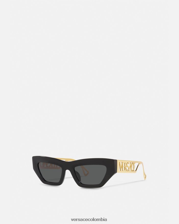 mujer Gafas de sol estilo ojo de gato con logo vintage de los años 90 Versace oro negro 2RP40F615 accesorios